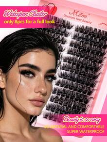 192 Clusters Of D-Curl Fluffy "Cat-Eye" Lashes (Left/Right Eye) – 80D & 100D DIY Individual Clusters; Voluminous, Soft, And Lightweight. Suitable For Beginners And Perfect For Daily Wear, Parties, Travel, Music Festivals, Halloween, And Christmas. - D - View 2