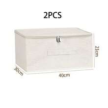 Dual-Purpose Home Storage Bin, Thickened Foldable Linen Storage Box With Lid, Stackable Dust-Proof Container, Suitable For Snacks, Clothes, Toys, Kitchen, Pantry, Bedroom Storage And Organization - Beige - View 9