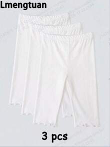 3pcs/Pack Kids Spring/Autumn Solid ColorBermuda Shorts Thin Undershorts, Versatile For Layering Or Outerwear - White - View 5