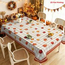 1/2pcs Autumn Tablecloth, Autumn Maple Leaf & Berry Plaid Tablecloth, Polyester Material, Suitable For Dining Room, Kitchen, Coffee Table, Picnic, Camping, Country Farmhouse Decor, Tabletop Protection And Autumn Holiday Theme Arrangement - Multicolor - View 4