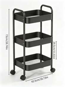 Three-Tier Mobile Storage Trolley With Universal Wheels For Easy Pushing And Pulling; Hollow Draining Baskets, Stable Structure And Ample Storage Space, Suitable For Multiple Scenarios Such As Kitchens And Living Rooms. - Random Color - View 9