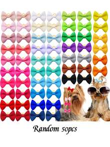 20/30/50/100pcs Random Color Cute Puppy And Bow Hair Accessories, Various Floral Patterns, Pet Bow Hair Clips, Pet Grooming Bows, Puppy Hair Decorations, Puppy And Cat Daily Supplies, Suitable For Multiple Occasions, Valentine's Day Christmas Pet Gifts - Multicolor - View 15