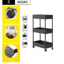 Multi-Purpose Rolling Organizer Shelf With Wheels Bathroom Kitchen Storage Rack, Mobile Rolling Shelf With Rectangular Design - Available In 2, 3 And 4 Tiers, Only 3 And 4 Tier Models With Mobile Wheels Ideal For Small Spaces - Multifunctional Rectangular Rolling Organizer Shelf - 2, 3 And 4 Tier Configurations For Smart Storage - Black - View 10