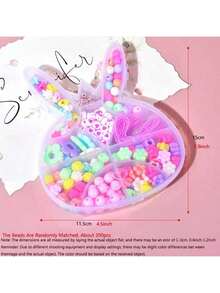 1 盒手工串珠玩具，批发女孩 DIY 手链益智工艺珠宝材料，用于项链和手链 - 彩色 - 查看 7