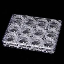 1pc Transparent Plastic 12-Compartment Storage Box, Suitable For Nail Accessories, Dried Flowers & Glitter, Multi-Functional Small Round Bottle Organizer, Large Capacity Jewelry Container, Clear Design Nail Organizer Box. - Multicolor - View 2