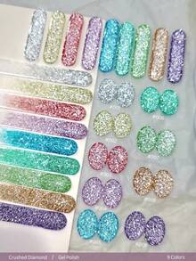 9 Colors Glitter Pattern Gel, High Saturation Semi-Solid Nail Polish Gel In Jar, Suitable For Special Use In Nail Salons - Multicolor - View 6
