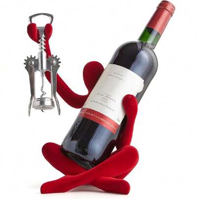 Soporte de Botella de Vino Abstracto Decoración del Hogar, Diseño de Resina Hueca Estante Decorativo de Vino (Flocado - Rojo),45857912