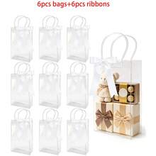 24pcs Transparent Plastic Gift Bags (6/12/24pcs), Includes White Ribbon, Waterproof Reusable Shopping Bags Gift Bags, Perfect For Wedding Favors And Party Gifts. Premium Quality, Includes Wholesale Packaging. - Multicolor - View 8