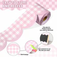 Pink Checkered Baby Room Decoration Sticker - Suitable For Bulletin Boards, Desks, Storage Cabinets, Walls, And Customizable Design Decorations - Multicolor - View 4