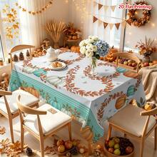 1/2pcs Autumn Tablecloth, Autumn Pumpkin Vine Pattern Polyester Fiber Tablecloth Suitable For Dining Room, Dining Table, Coffee Table, Kitchen, Picnic, Camping, Country Farmhouse Decor, Tabletop Protection And Holiday Atmosphere Creation, Multi-Scenario Universal Home Decor Fabric - Multicolor - View 12