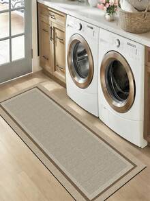 1pc Linen Texture Geometric Square Kitchen Mat, Diatomaceous Earth Soft Rubber Cushion Anti-Fatigue, Dirt-Resistant Easy To Clean, Free Cut, Suitable For Modern Minimalist Home Decor Multiple Scenarios - Multicolor - View 10