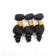3 Bundles Human Hair Loose Wave Hair Extensions, 100% Unprocessed Virgin Hair, Natural Black, Dyeable, No Shedding - Black - View 14