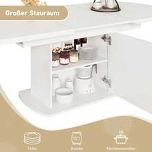 Extendable Oval Dining Table White And Silver - Optimized Space In Wood For Dining Room And Kitchen - 白色 - 查看 7