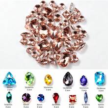 50pcs/Bag Mixed Color Glitter Glass Crystal Rhinestones, Silver Metal Flat Back, Hand-Sewn Rhinestones, Suitable For Flat Back Handmade Gemstones, DIY Accessories, Used For Decorating Clothes, Dresses, Bags, Shoes, Brooches, Earrings, Handmade Crafts - Multicolor - View 8