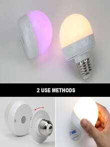 1pc Remote Control RGB LED Bulb, Rechargeable Detachable Magnetic E27 Screw-In Light, Dimmable 15 Colors Timing Ambient Lamp For Closet, Bedroom, Festival Decor - 1 - View 4