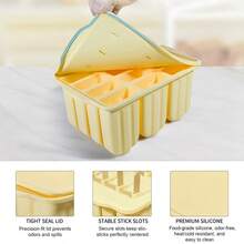 12-Cavity Silicone Popsicle Mold With Lid, Ice Cream Popsicle Maker, Easy Release Reusable Freezer Ice Tray, Homemade Fruit Yogurt Popsicle Mold, Kitchen Freezer Dessert Making Tool - Multicolor - View 3