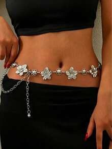 1pc Vintage Fashion Personalized Metal Floral Belt, Bohemian Style High-End Multi-Functional Dress Belt, Suitable For Women In Any Occasion - Multicolor - View 6