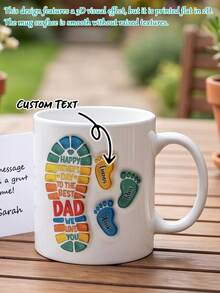 Personalized Father's Day Footprint 11oz Mug, Customizable Baby Name & Footprint Coffee Cup, Gift For The Best Dad - Foot + Small Foot - View 1