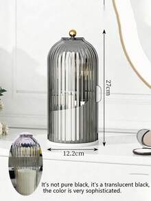 1件帶蓋化妝刷收納架，360度旋轉防塵ABS儲物盒，360°化妝刷收納整理架，3格滑蓋牙刷架，多用途省空間收納盒，適用於化妝刷、牙膏，梳妝台、浴室、宿舍、公寓 - 彩色 - 查看 14