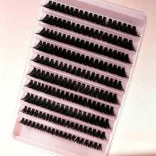 0.05mm Fine False Eyelashes, Heat-Melted Cluster Lashes, Mink-Like Eyelash Extensions, 3D Russian Voluminous Single Cluster Eyelashes, Makeup Black Eyelashes, Purple Box - D - View 7