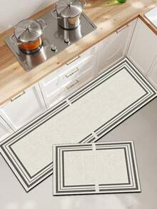 1pc Monochromatic Geometric Border Pattern Kitchen Mat, 3.5 Mm Soft Rubber That Absorbs Water And Is Easy To Clean. Suitable For Corridors, Bathrooms, Living Rooms, Outdoor Door Mats, And Toilets. Useable Throughout The Year And For Various Holidays. - Multicolor - View 9