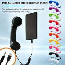 Vintage Landline Phone Handset Call Microphone, 3.5mm / Type‑C Direct Plug‑In Handset Microphone With Volume Control Anti‑Tangle Cable For Smartphones - View 5