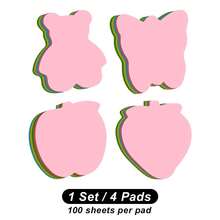 4pcs/Set Cute Shaped Colorful Border Sticky Notes Set Bear/Butterfly/Fruit Pattern Self-Adhesive Aesthetic Memo Pads Index Tabs Bookmarks Student School Office Stationery Supplies - Sticky Note Set - View 10