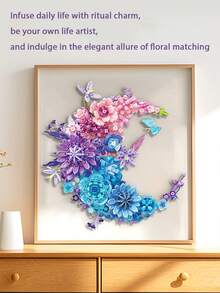 Moon Shaped Building Block Flower Bouquet Set, 977PCS Wall Mountable Artificial Flower Model, Creative Home Wall Decor, DIY Assembly Toy For Adults Flower Lovers,Decor ,Halloween,Christmas,Birthday Gift - Multicolor - View 12