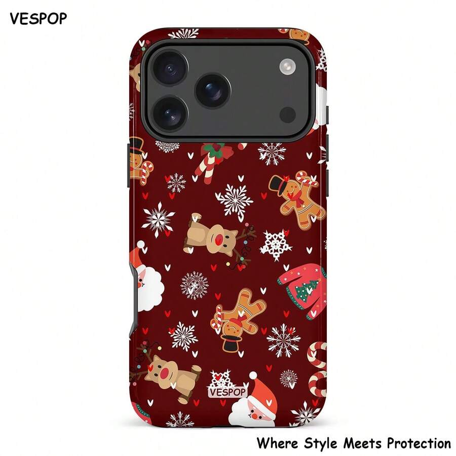 VESPOP Christmas Pattern Phone Case, Thickened 2-In-1 Full Coverage Design, Provides All-Around Protection - For IPhone 18/17/16/15/14/13/12/11 Pro Max/Pro Plus/12 Mini/13 Mini, Compatible With Galaxy S26 S25 S24 S23 S22 S21 Plus Ultra, Compatible With Pixel 8 9 10 PRO - Mixed Color 1 - View 1