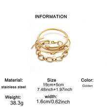 3pcs/Set Adjustable Stainless Steel Bracelets, Twisted Rope And Chain Design, Gold Color, Waterproof And Fade-Resistant, Hypoallergenic, Suitable For Daily Wear, Date, Gift - Gold - View 7