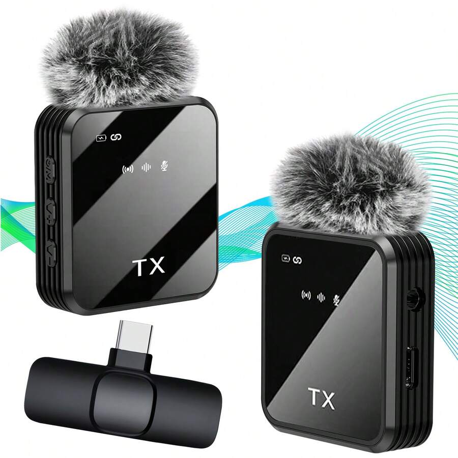 Portable Wireless Mini Lavalier Microphone, Compatible With IOS And Android, Professional Noise Reduction Recording, Suitable For Vlog, Podcast, Live Streaming, Content Creators (50mAh/230mAh/300mAh 3.7V Rechargeable Lithium Battery, Random Batch Shipment) - Black - View 1