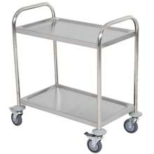 Carrito de cocina con ruedas, 2 estantes, 80 cm de largo x 45 cm de ancho x 82 cm de alto, acero inoxidable cromado. - Multicolor - Ver 2