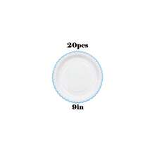 10/20/40Pcs,Scalloped Edge Disposable Paper Plates,White Base With Light Blue / Pink Wavy Scallop Rim,7in & 9in Simple Solid‑Color Cream Style Party Plates,Ideal For Gender Reveal Party,BabyShower,Birthday Party,Afternoon Tea & Dessert Table Decor - Blue + Pink - View 8
