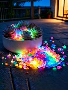 1000/2000/3000pcs Glowing Decorative Stones, Resin Material, Suitable For Holiday Party, Glass Bottle Ornament, Birthday Decoration Box, Garden Yard Ground Decoration - Multicolor - View 10