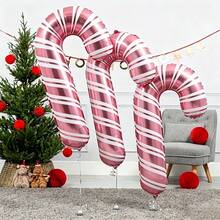 10pcs/5pcs/2pcs Large 32 Inch Pink & White Striped Candy Cane Foil Balloons, Christmas New Year Outdoor Party Atmosphere Decoration, Photo Props For Girls - Multicolor - View 4