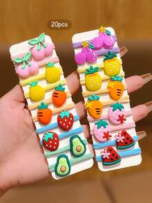20pcs Random Color Fruit Hair Accessories Daily Decorative Hair Ties - Multicolor - View 1
