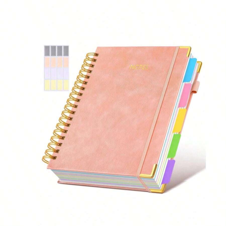 1pc Premium Hardcover Spiral Notebook, 300 Pages 5-Section Design With Removable Tabs, Large Capacity B5/A5 Lined Notepad, Student Learning Office Record Book, Essential Back To School Stationery - Multiple Styles - View 1