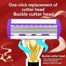 Men's Manual Shaving Kit - Ultra-Sharp 6-Blade, Replaceable Razor Head, Ergonomic Handle Design, Precise And Smooth Shaving Essential, Reusable Replacement Blades, Perfect Gift For Father's Day And Birthday (Gift Box Not Included) - Multicolor - View 4