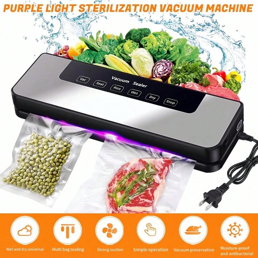 Automatic Vacuum Sealer Machine With External Vacuum Tube, 30cm Sealing Width Dry & Wet Food Modes, One Touch Operation Detachable Design For Kitchen Food Storage Preservation, Household Food Saver, Practical Housewarming Gift For Home Cooks - Silver - View 1