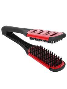 Styling Bristle Brush - Double Sided Hair Straightener Comb - Flat Iron Straightening Brush Comb For Smoothing And Styling Thick Curly Tangles Gently Remove - Multicolor - View 9