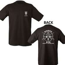 KombatUK Men's Adult Cotton Top - SAS Sniper T-Shirt - Black - 黑色 - 查看 1