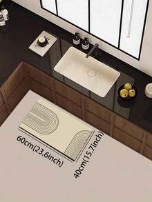 1pc Minimalist Curved Line Diatom Mud Kitchen Mat, Rubber Non-Slip Bottom Oil-Resistant Water-Absorbent, 3.5mm Trimmable, Modern Style Carpet, Suitable For Kitchen, Bathroom, Entryway - Multicolor - View 12