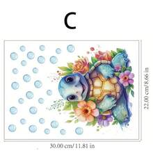 1pc Watercolor Style Ocean Dolphin & Turtle Toilet Lid Sticker, PVC Waterproof Removable Wall Decal, Creative Bathroom Toilet Decor - one-size - View 7