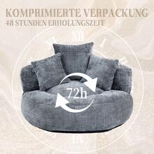 Lazy Sofa Robuste Comfort Lounger High Back Bean Bag Chair Couch With Three Cushions For Adults And Children, Indoor & Outdoor, Single Gaming Sofa Chair For Bedroom, Office (Gray Chenille), 108 X 108 X 52 Cm - Grey - View 6