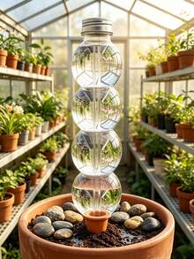 1/2pcs New Large Capacity Automatic Watering Device, Transparent Self-Absorbing Water Ball With Clay Tip, Slow Release Drip Irrigation Plug For Potted Plants, Home Gardening Hands-Free Watering Tool - Multicolor - View 7