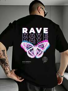 The New Carnival Butterfly Electronic Music Hardcore Dance Men's T-Shirt Features A Round-Neck Short-Sleeved Design. - 黑色 - 查看 1