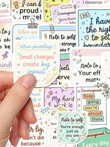 50pcs Aesthetic Inspirational Sticky Notes, Positive Energy Self-Love Quotes Decorative Stickers, Waterproof Stickers, Suitable For Scrapbooking, Phone Cases, Notebooks, Back To School DIY Accessories - A - View 3