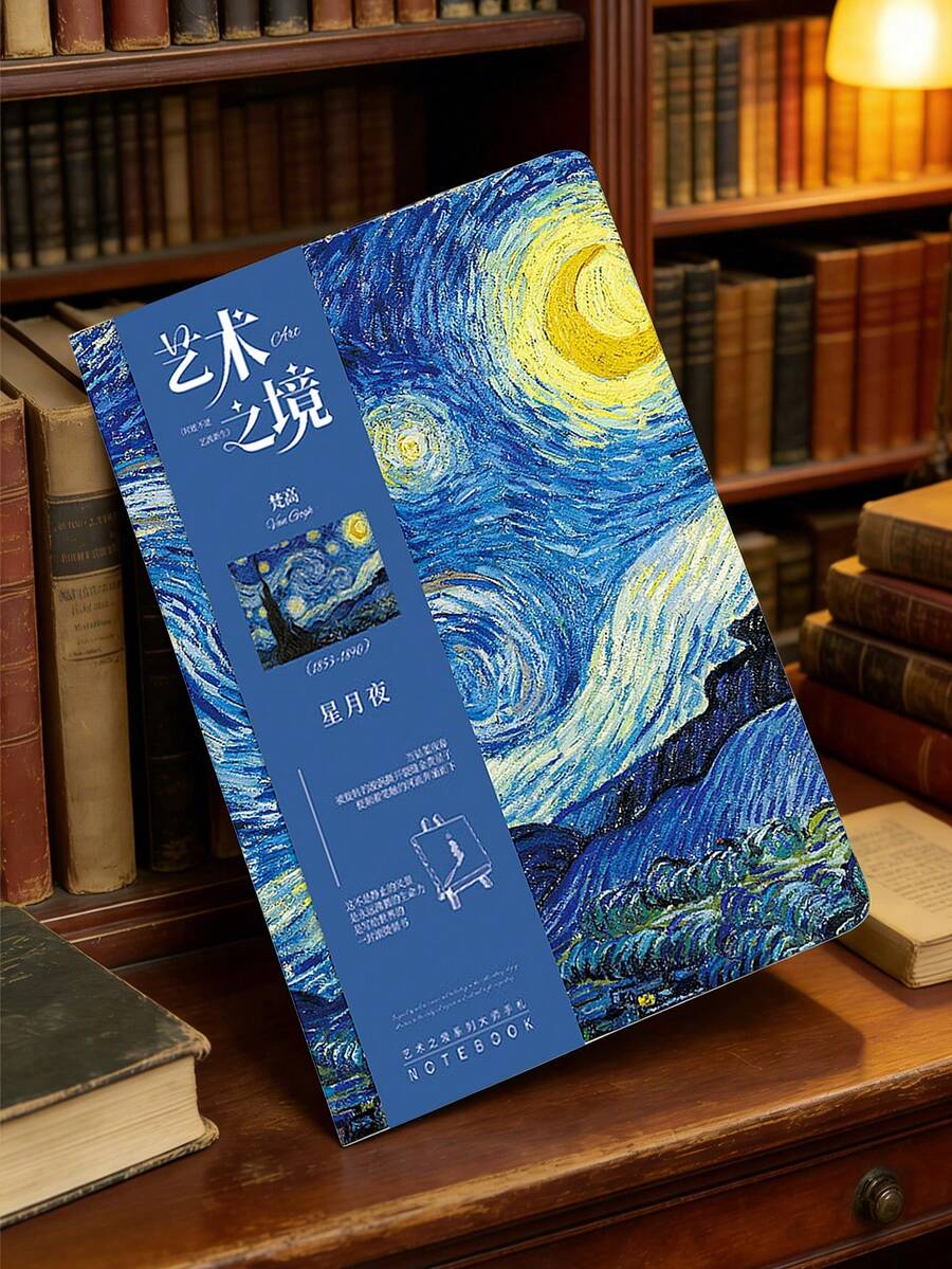 Van Gogh "Starry Night" Famous Painting Cover Notebook, Art Realm Series Hardcover Journal, Highly Attractive Student Writing Diary - Multicolor - View 1