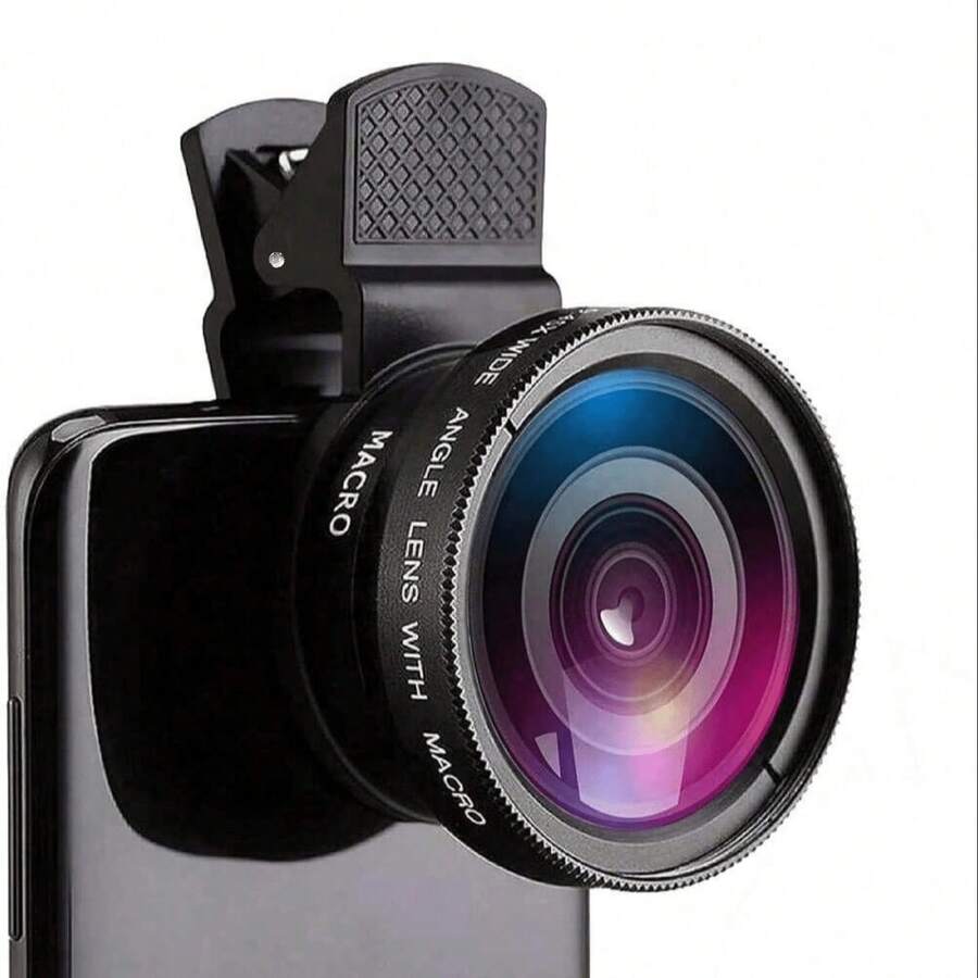 2-In-1 Phone Camera Lens Kit, Includes 0.45x Wide Angle Lens And 12.5x Macro Lens, Compatible With IOS And Android Smartphones And Tablets, Suitable For Summer Vacation, Travel, Creative Photography And More - A - View 1
