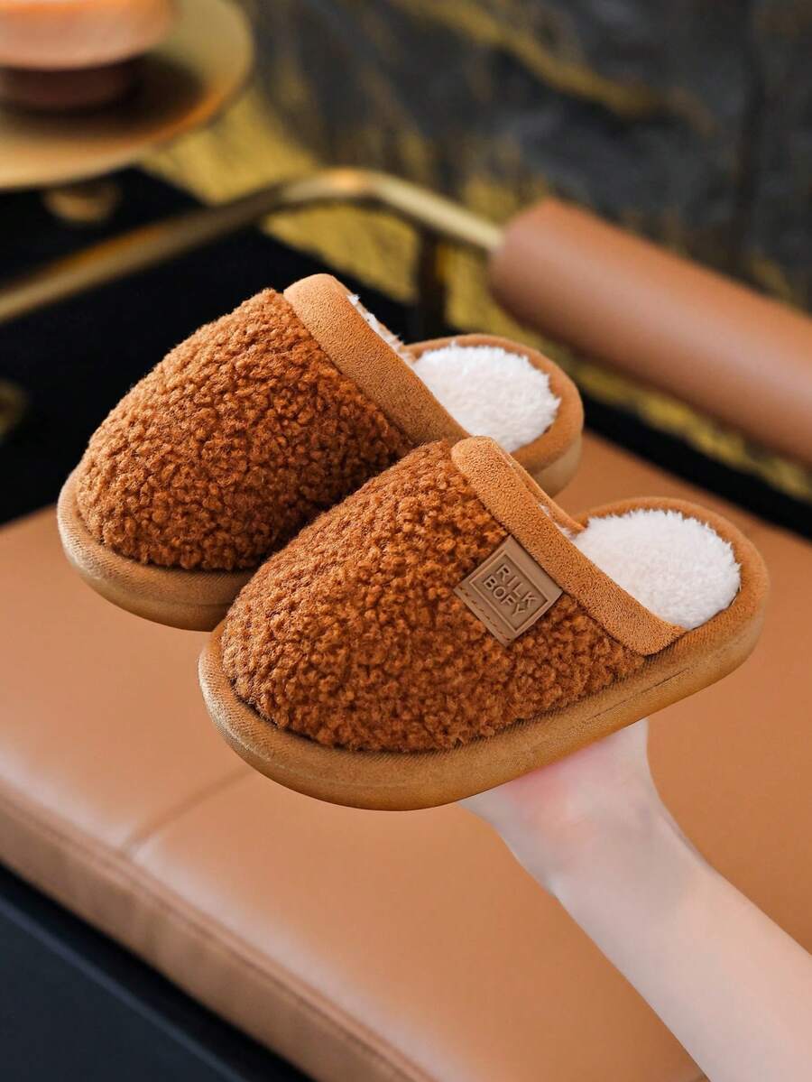 Children's Home Slippers, New Autumn/Winter Style, Unisex, Large/Medium/Small Kids, Indoor Floor Slippers - Brown - View 1